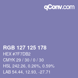 カラーコード: RGB 127 125 178 | qconv.com
