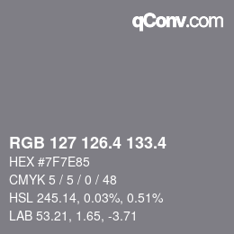 カラーコード: RGB 127 126.4 133.4 | qconv.com