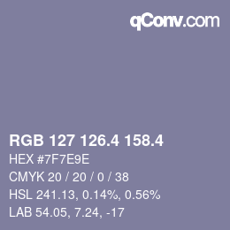 カラーコード: RGB 127 126.4 158.4 | qconv.com