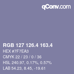 カラーコード: RGB 127 126.4 163.4 | qconv.com