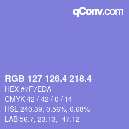 カラーコード: RGB 127 126.4 218.4 | qconv.com