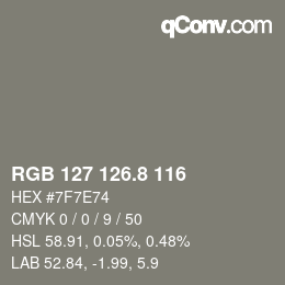 カラーコード: RGB 127 126.8 116 | qconv.com