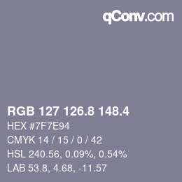 カラーコード: RGB 127 126.8 148.4 | qconv.com