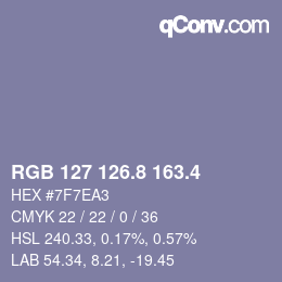 カラーコード: RGB 127 126.8 163.4 | qconv.com