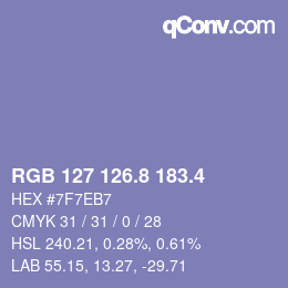カラーコード: RGB 127 126.8 183.4 | qconv.com