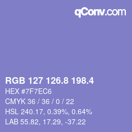 カラーコード: RGB 127 126.8 198.4 | qconv.com