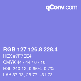 カラーコード: RGB 127 126.8 228.4 | qconv.com