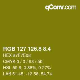 カラーコード: RGB 127 126.8 8.4 | qconv.com