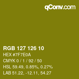 Color code: RGB 127 126 10 | qconv.com