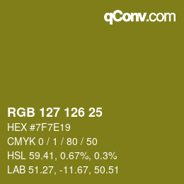 カラーコード: RGB 127 126 25 | qconv.com