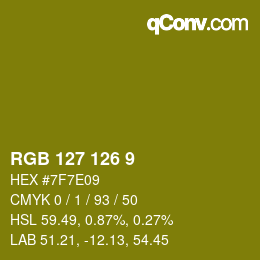 Color code: RGB 127 126 9 | qconv.com