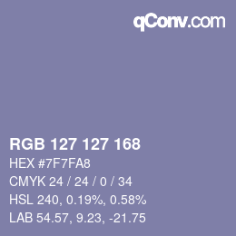 Color code: RGB 127 127 168 | qconv.com