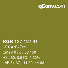 Color code: RGB 127 127 41 | qconv.com