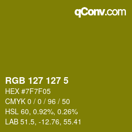 Color code: RGB 127 127 5 | qconv.com