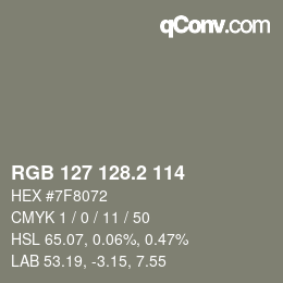 カラーコード: RGB 127 128.2 114 | qconv.com