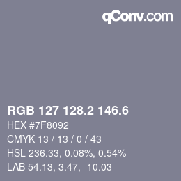 カラーコード: RGB 127 128.2 146.6 | qconv.com