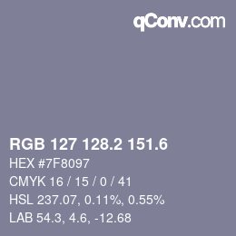 カラーコード: RGB 127 128.2 151.6 | qconv.com