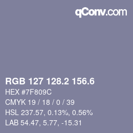 カラーコード: RGB 127 128.2 156.6 | qconv.com