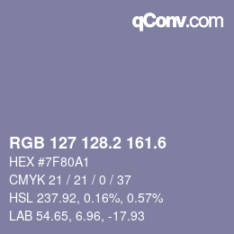 カラーコード: RGB 127 128.2 161.6 | qconv.com