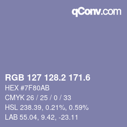 カラーコード: RGB 127 128.2 171.6 | qconv.com