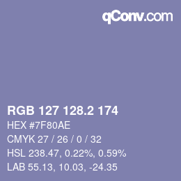 カラーコード: RGB 127 128.2 174 | qconv.com