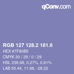 カラーコード: RGB 127 128.2 181.6 | qconv.com