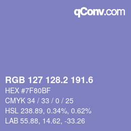 カラーコード: RGB 127 128.2 191.6 | qconv.com