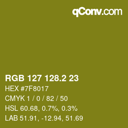 カラーコード: RGB 127 128.2 23 | qconv.com