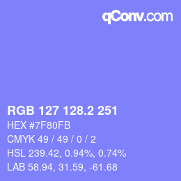 カラーコード: RGB 127 128.2 251 | qconv.com