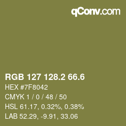 カラーコード: RGB 127 128.2 66.6 | qconv.com