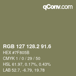 カラーコード: RGB 127 128.2 91.6 | qconv.com