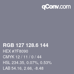 カラーコード: RGB 127 128.6 144 | qconv.com