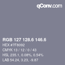 カラーコード: RGB 127 128.6 146.6 | qconv.com