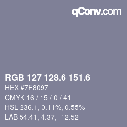 カラーコード: RGB 127 128.6 151.6 | qconv.com