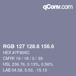 カラーコード: RGB 127 128.6 156.6 | qconv.com