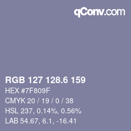 カラーコード: RGB 127 128.6 159 | qconv.com