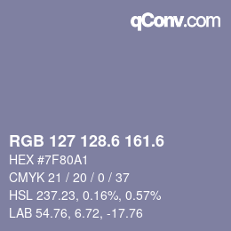 カラーコード: RGB 127 128.6 161.6 | qconv.com
