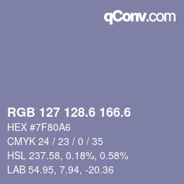 カラーコード: RGB 127 128.6 166.6 | qconv.com