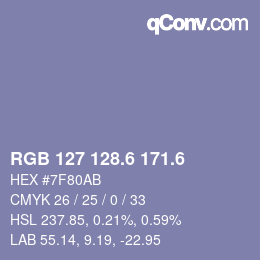 カラーコード: RGB 127 128.6 171.6 | qconv.com