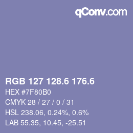 カラーコード: RGB 127 128.6 176.6 | qconv.com