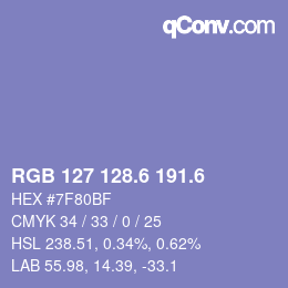 カラーコード: RGB 127 128.6 191.6 | qconv.com