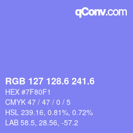 カラーコード: RGB 127 128.6 241.6 | qconv.com
