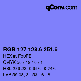 カラーコード: RGB 127 128.6 251.6 | qconv.com