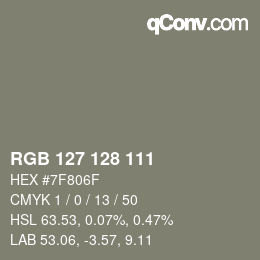 Color code: RGB 127 128 111 | qconv.com