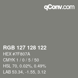 Código de color: RGB 127 128 122 | qconv.com