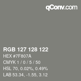 カラーコード: RGB 127 128 122 | qconv.com