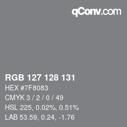 Color code: RGB 127 128 131 | qconv.com