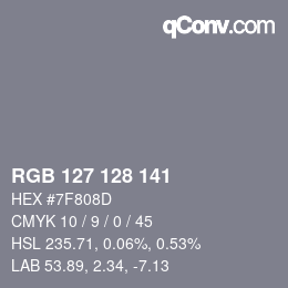 Color code: RGB 127 128 141 | qconv.com