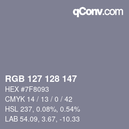 Color code: RGB 127 128 147 | qconv.com