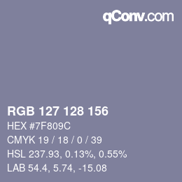 カラーコード: RGB 127 128 156 | qconv.com